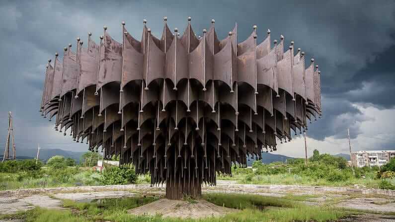 Pre-Storm Photography at the Iron Fountain in Gyumri, Armenia