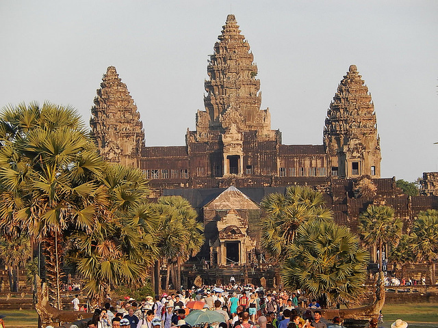 Crowds at Angkor Wat temple 2014