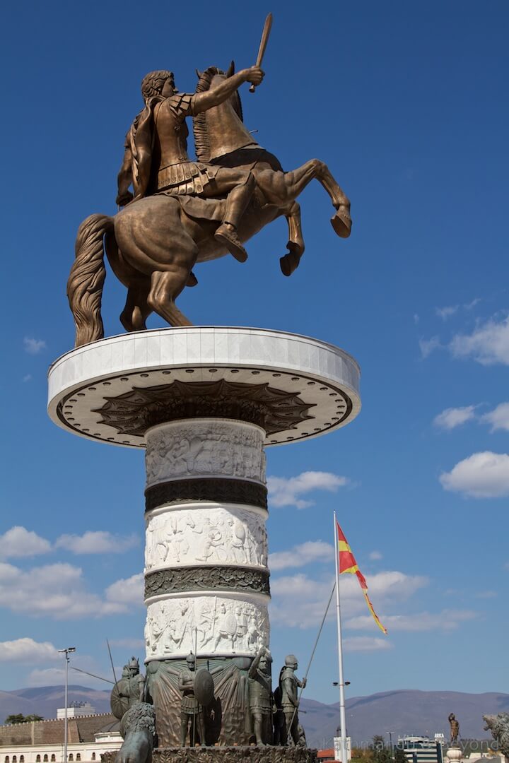 Warrior on a horse statue Macedonia Square Skopje Macedonia