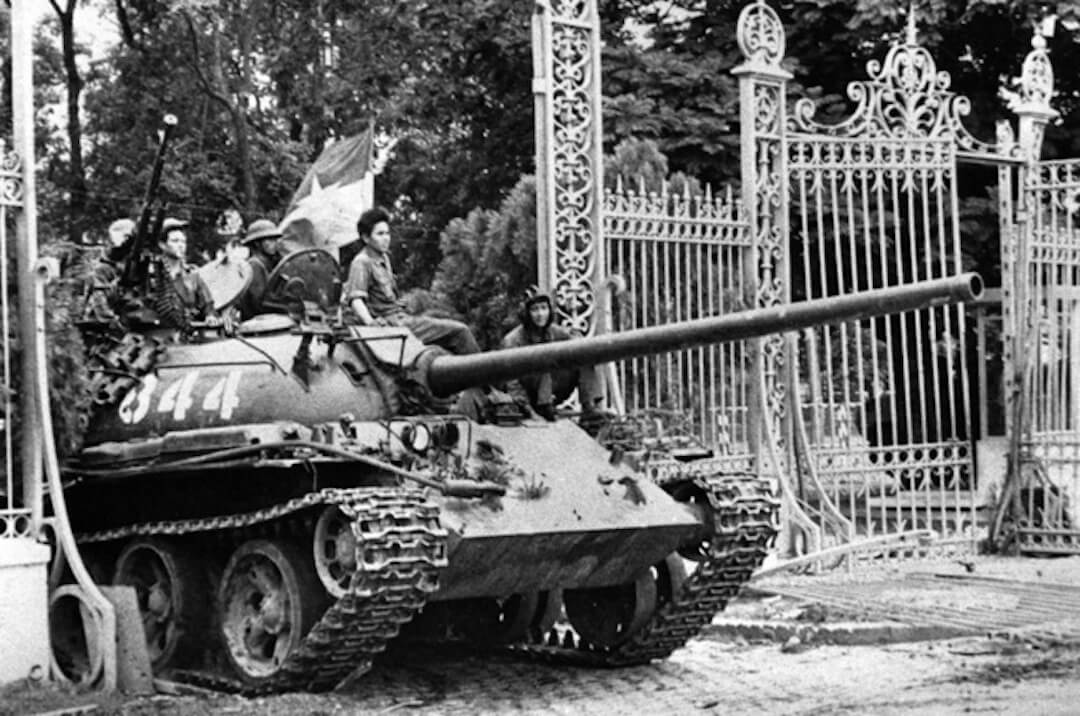 Tank through gates of Reunification Hall Ho Chi Minh City Vietnam