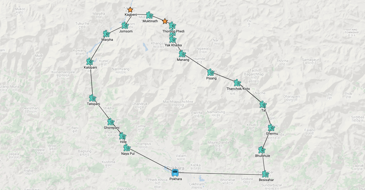 Around Annapurna Trek route map