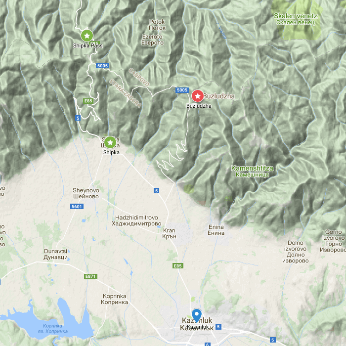 Buzludzha location map