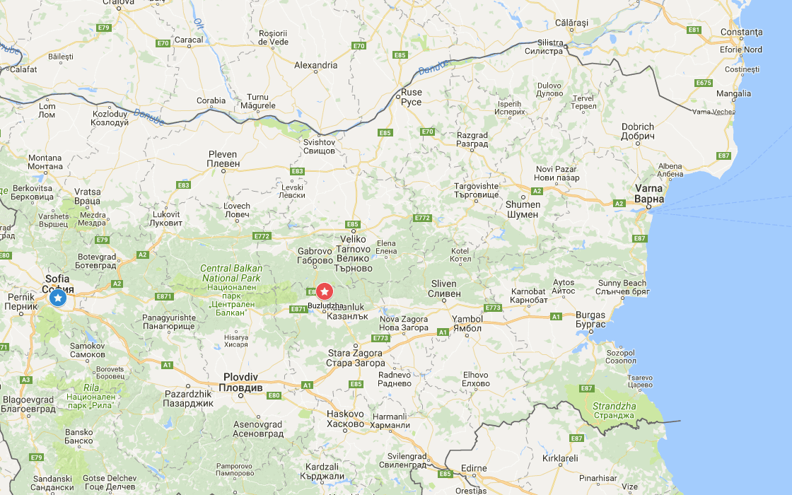 Buzludzha location map
