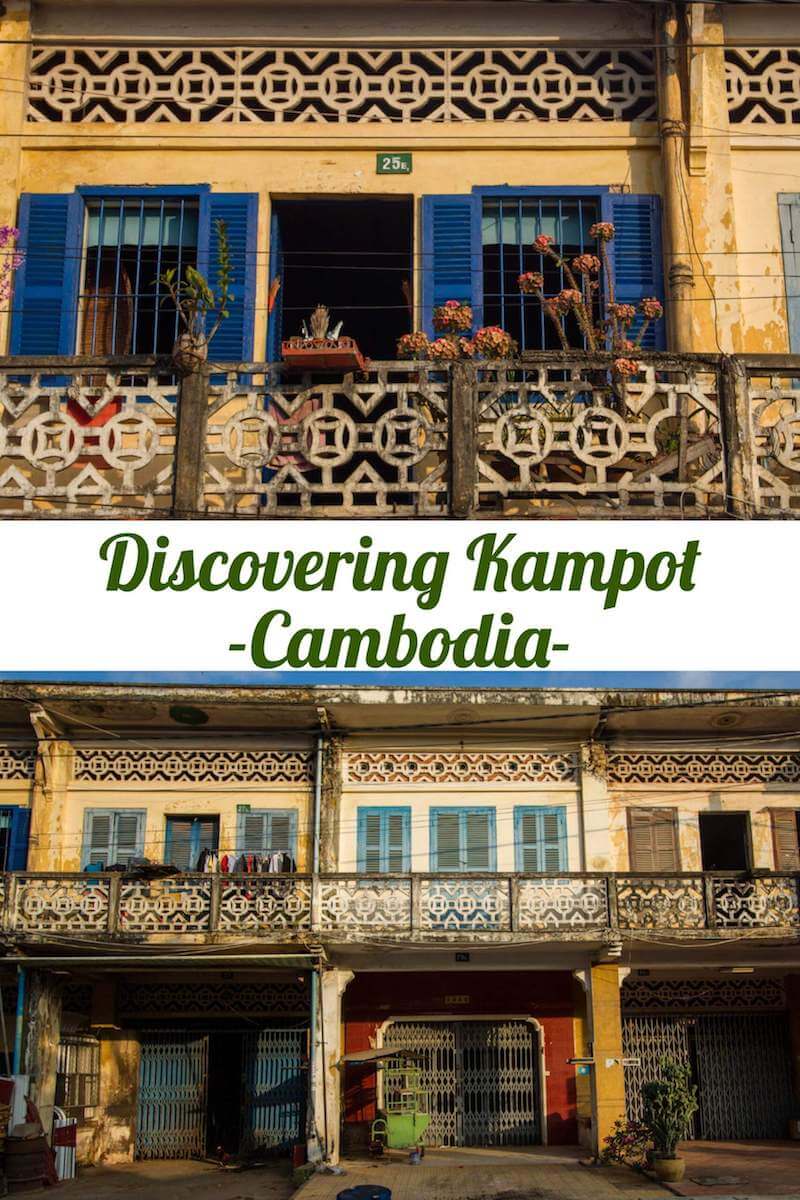 French colonial-era architecture in the sleepy Cambodian riverine town of Kampot