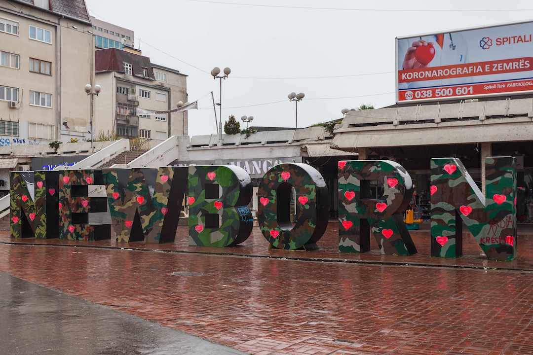 Kosovo Pristina Newborn Monument February 2014 repainting