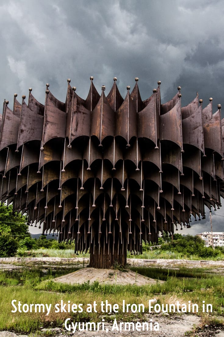 Pre-Storm Photography at the Iron Fountain in Gyumri, Armenia