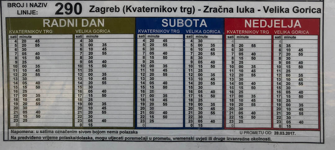 bus #290 timetable