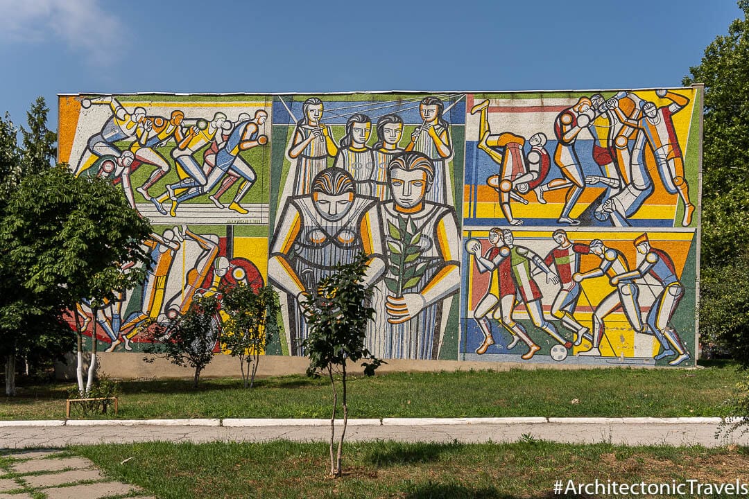 Sports School in Cahul, Moldova | Mosaic | Soviet artwork | former USSR