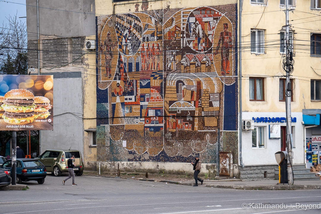 Residential building (former Glass Factory) in Kutaisi, Georgia | Mosaic | Soviet artwork | former USSR