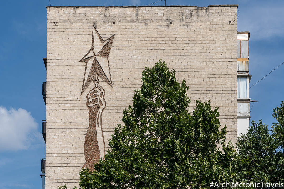 “Red Star” on the side of an apartment building Chisinau Moldova