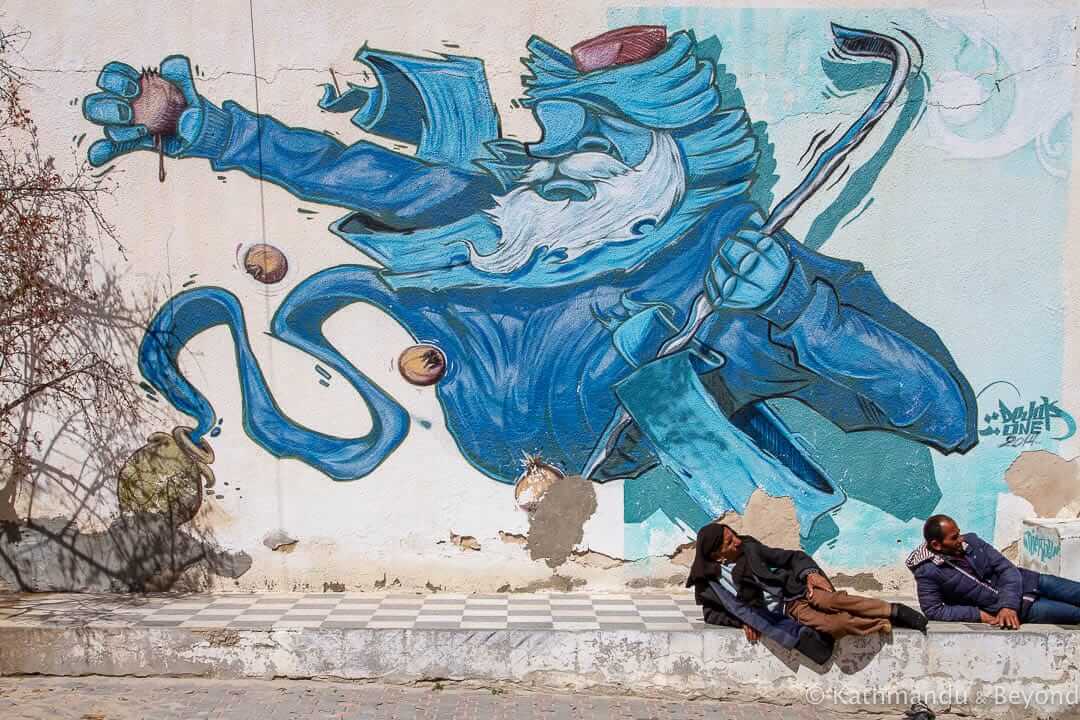 Artist - Deyaa (Saudi Arabia) street art in Djerbahood, Erriadh, Djerba island, Tunisia-25