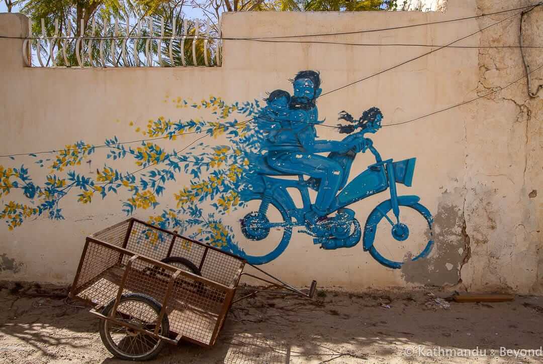 Artist - Mario Belem (Portugal) street art in Djerbahood, Erriadh, Djerba island, Tunisia-53