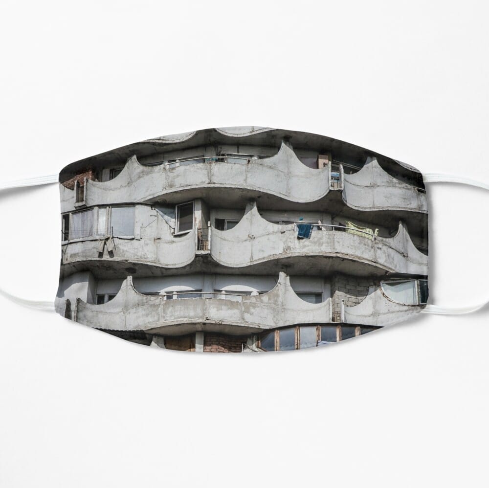 Brutalist tower block face mask