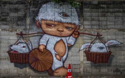 Street Art near Hua Lamphong Station in Bangkok, Thailand