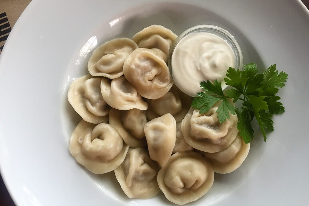 savoury varenyky or pierogi - typical food in Ukraine