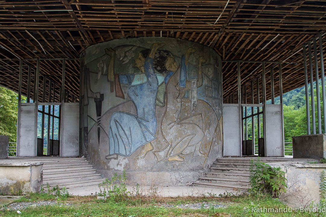 Former Cafe ‘Lashkindar’ in Tkvarcheli, Abkhazia | Soviet artwork | former USSR
