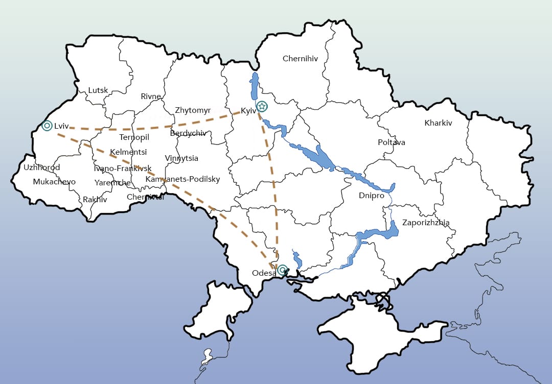 Ukraine by train Itinerary 1