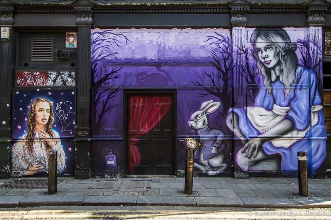 Alice in Wonder Street Art by Zabou in London in Aldgate London England-6