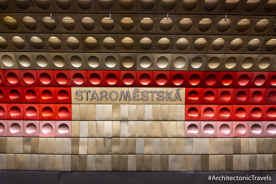 Staroměstská Metro Station in Prague, Czech Republic | Communist panel art | former Eastern Bloc