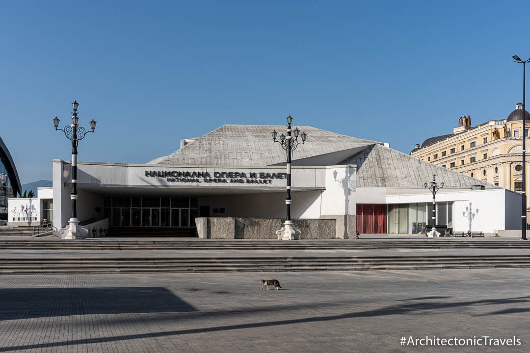 Macedonian Opera and Ballet House in Skopje, North Macedonia | Modernist Socialist architecture | former Yugoslavia